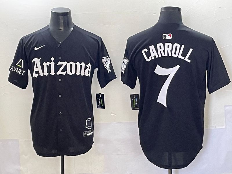 Men 2025 Arizona Diamondback #7 Carroll Black Five generations Joint Name Nike MLB Jersey style 2